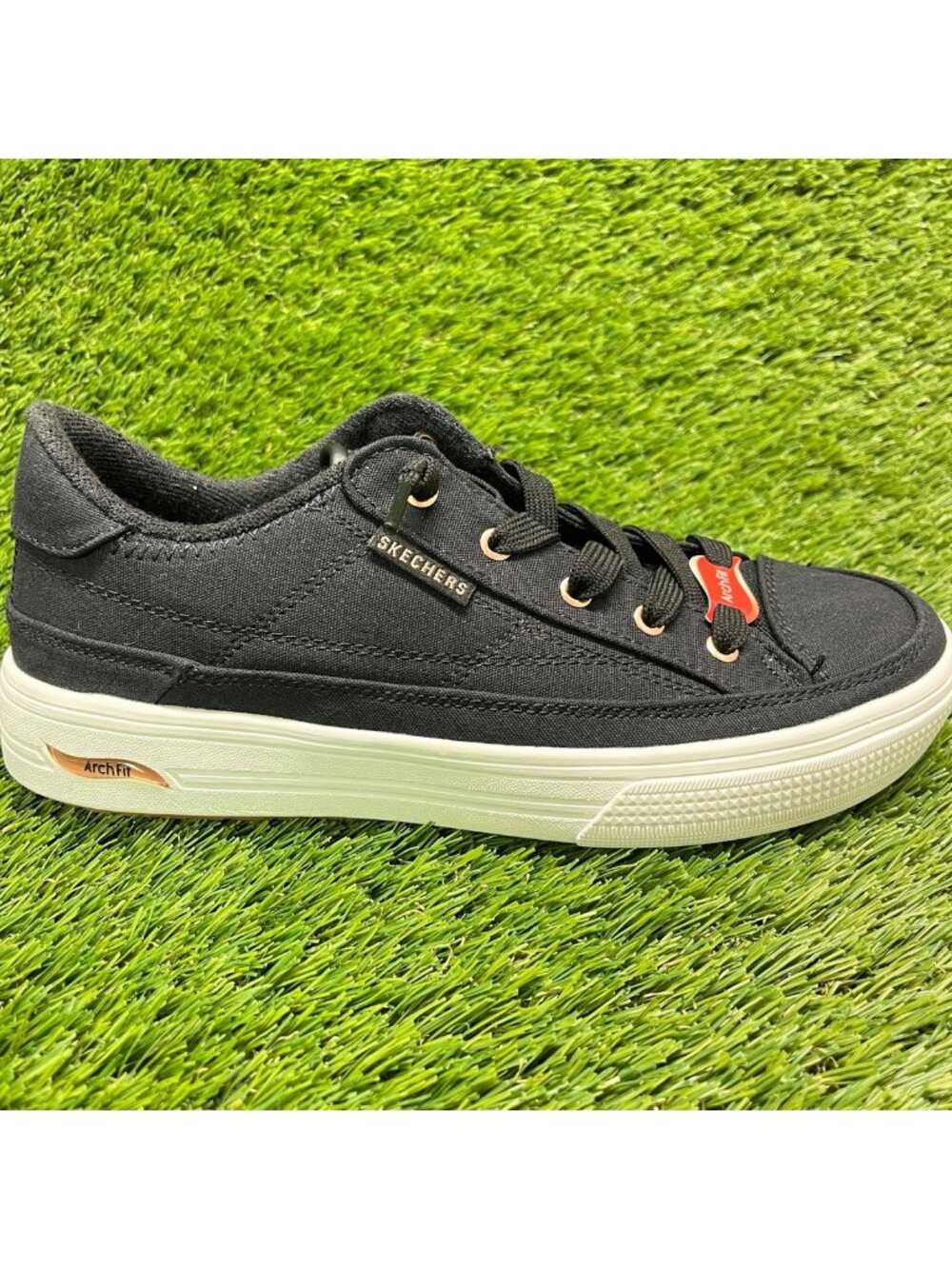 Skechers Arch Fit Arcade Meet Ya There Women Size 8 Black Athletic Shoes Sneaker